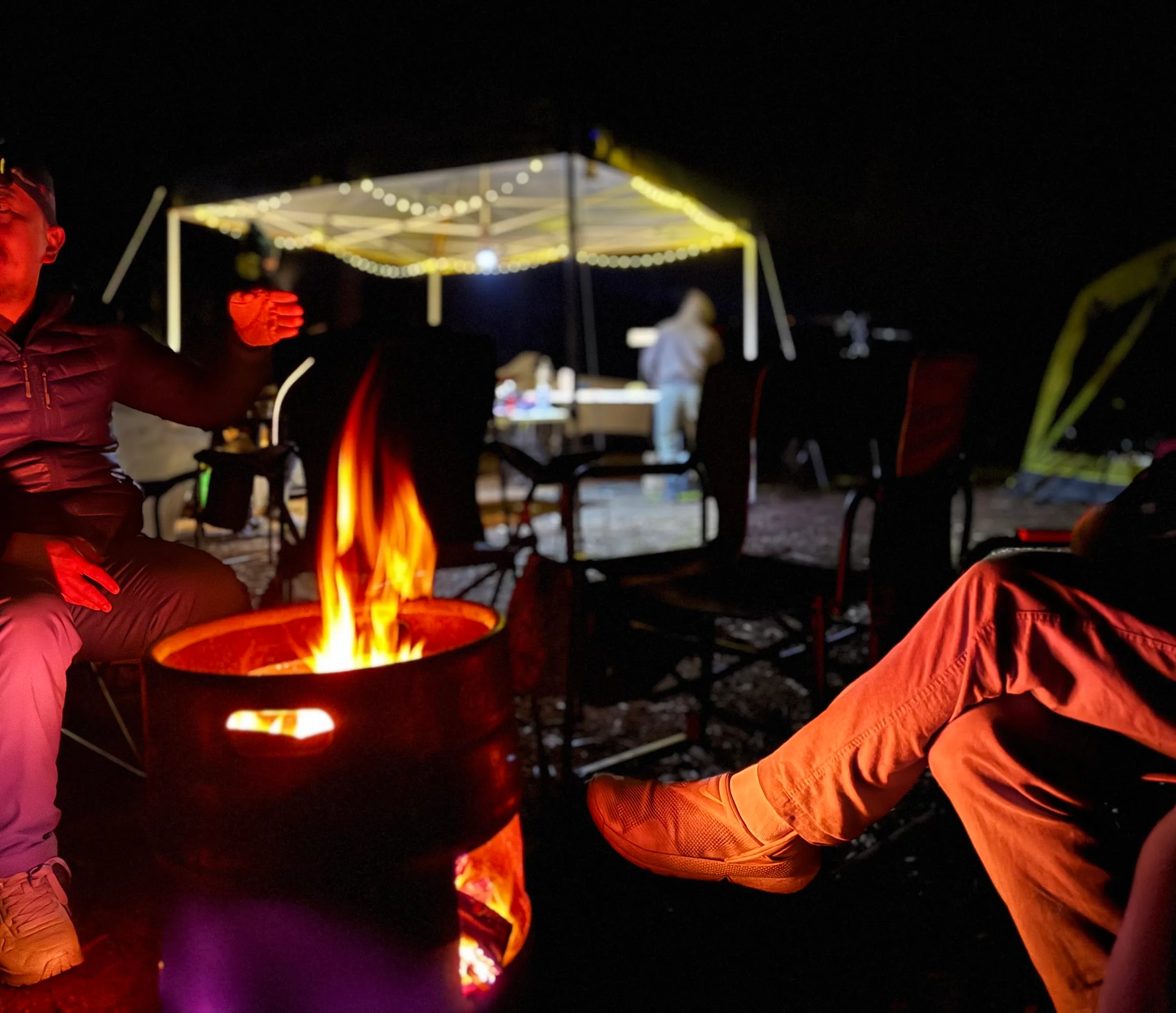 Friends around a campfire